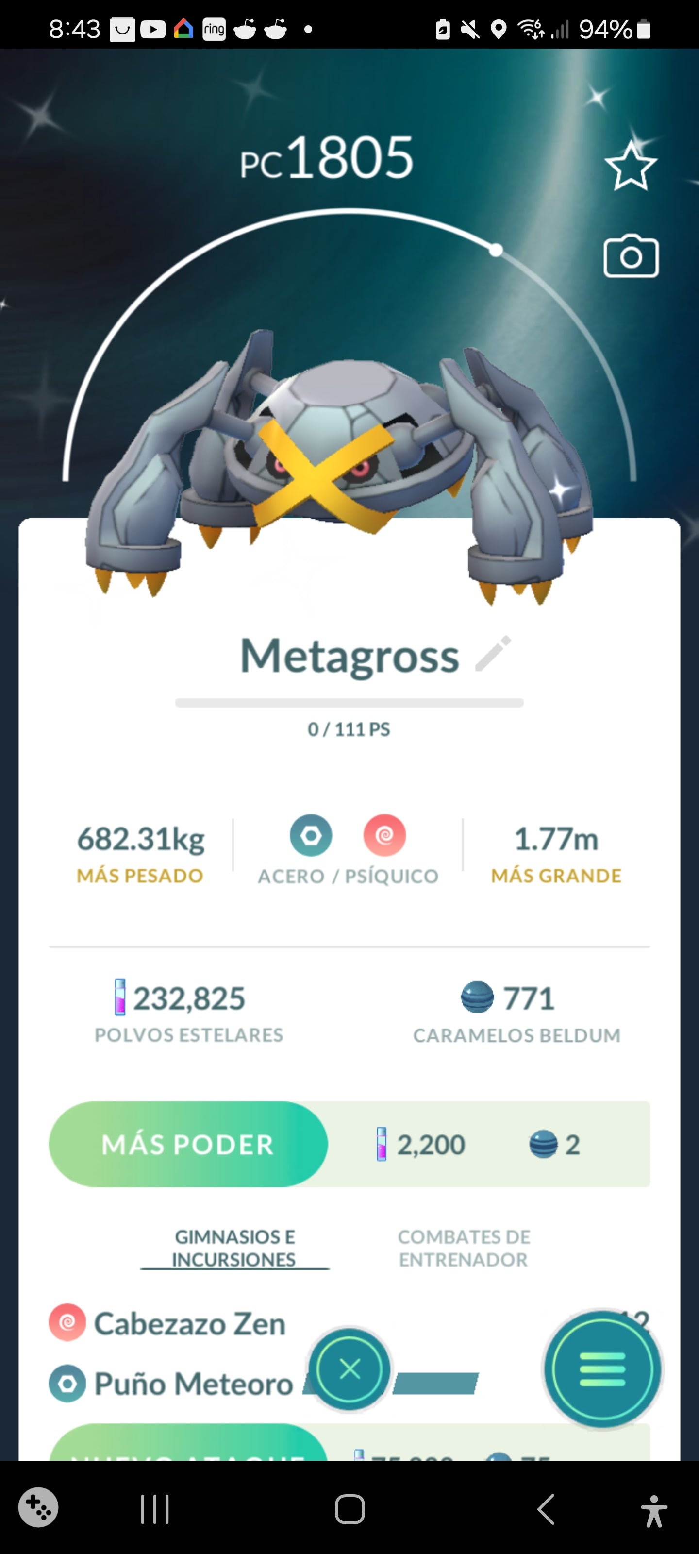 #0376 - Metagross Shiny Con Puño Meteoro Pokémon GO