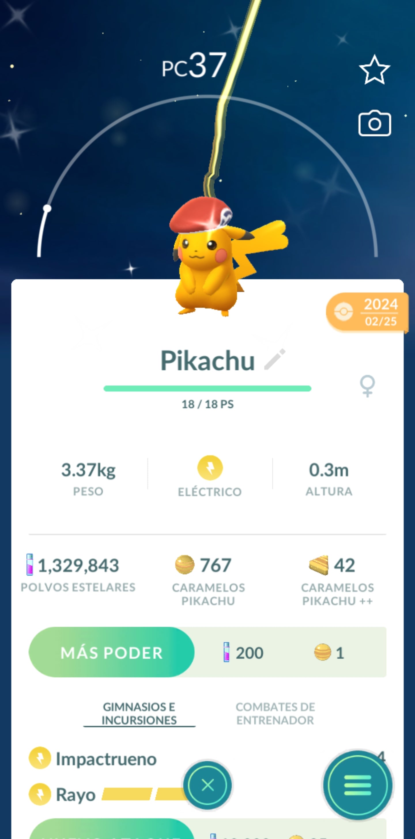 #0025 - Shiny Pikachu Lucas's Hat (Pokémon GO)