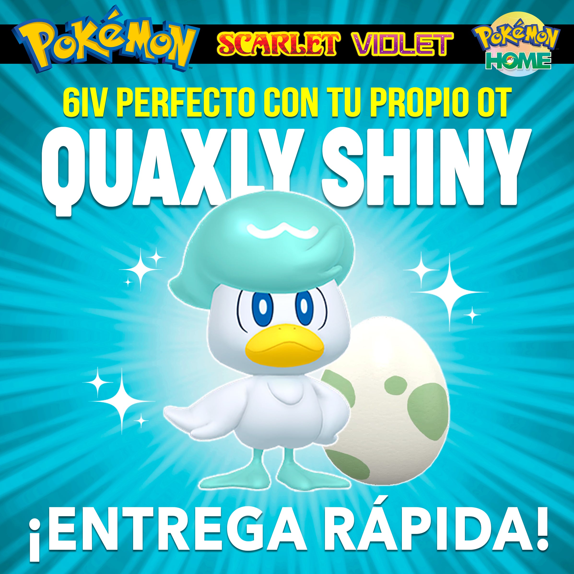 Iniciales Paldea Shiny 6IV Con Tu Propio OT • Pokémon Escarlata y Purpura Shiny Egg 6IV - Quaxly