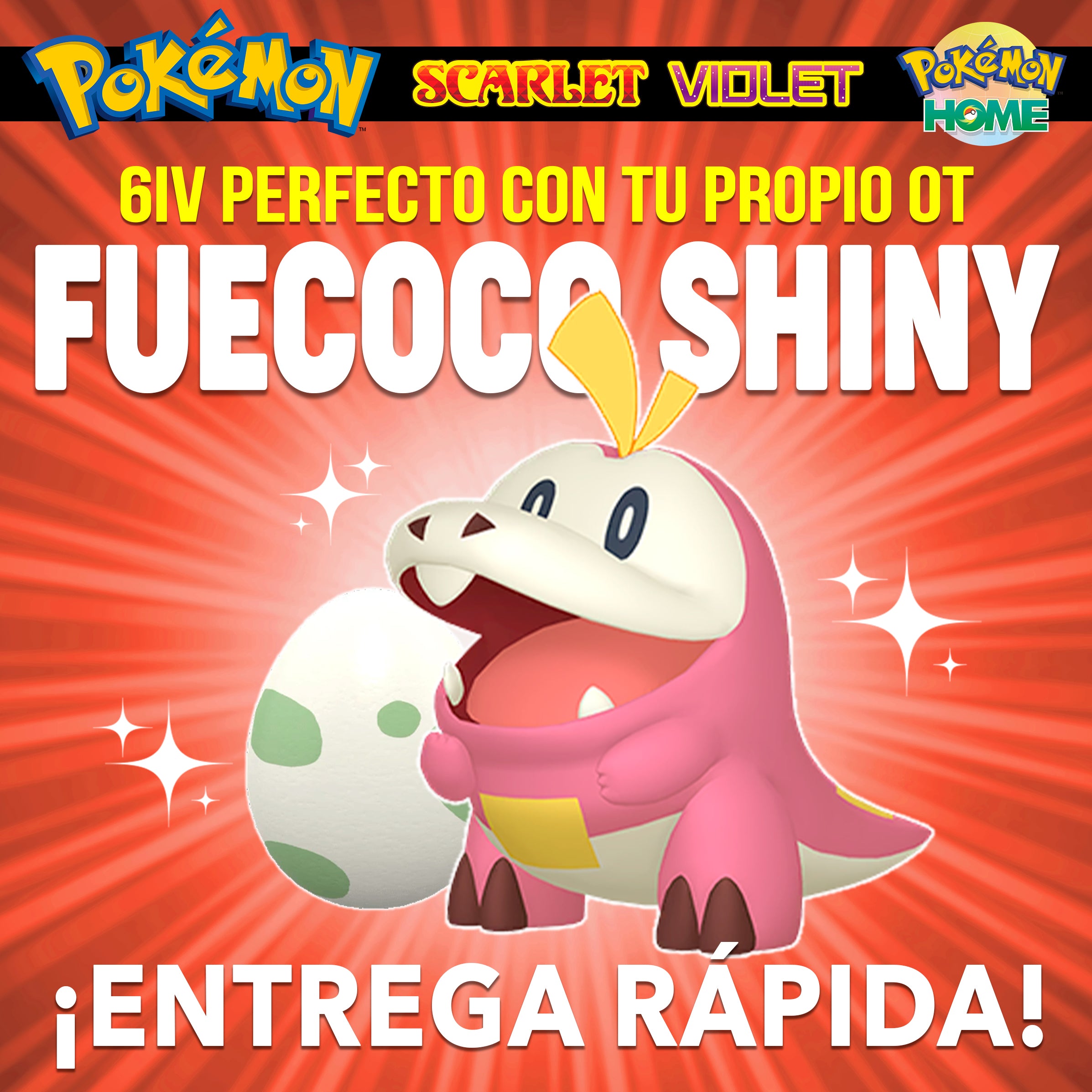 Iniciales Paldea Shiny 6IV Con Tu Propio OT • Pokémon Escarlata y Purpura Shiny Egg 6IV - Fuecoco